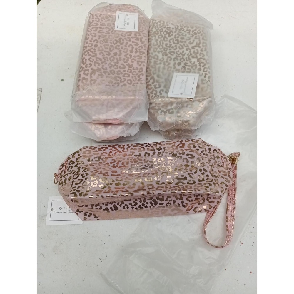 6 Pc NWT Metallic Leopard Waterproof Wristlet Bag Bundle | Reseller Lot